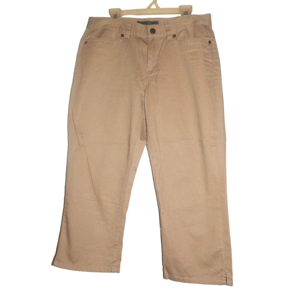 LRL Lauren Jeans Co. Classic Midcalf dark tan women size 2 cotton cropped pants